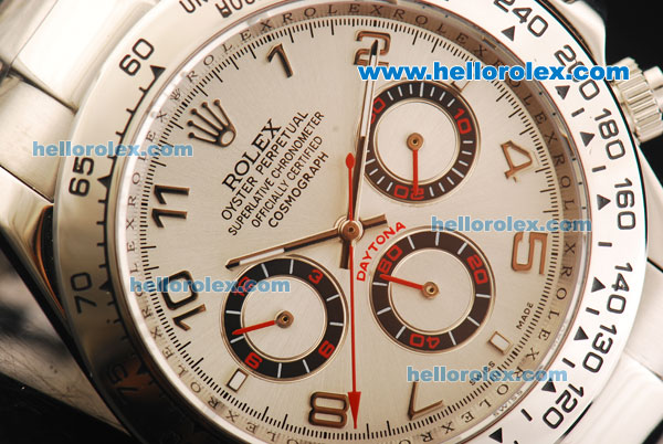 Rolex Daytona Oyster Perpetual Chronometer Automatic with White Dial-White Bezel and Number Marking - Click Image to Close